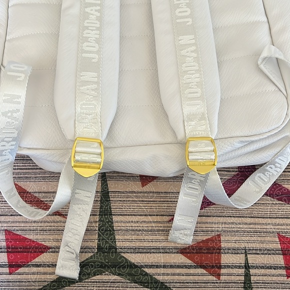 NIKE AIR JORDAN Snakeskin Pattern White Gold-Tone Hardware Regal Backpack NWT - Picture 11 of 12